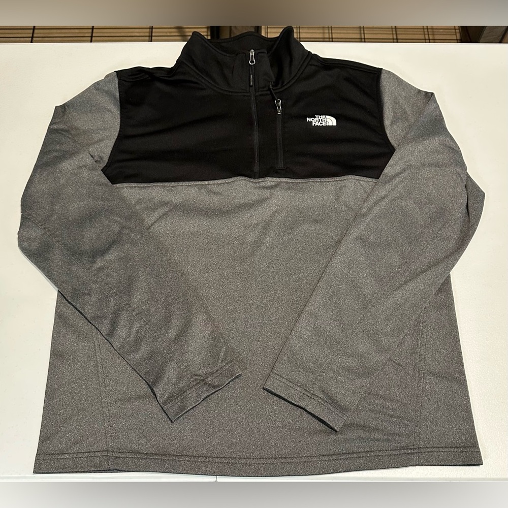 The‎ North Face Quarter Zip Pullover Men's Gray Black Jacket Large Pullover Soft